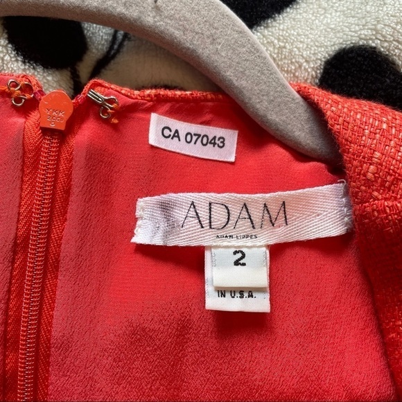 Adam by Adam Lippes Linen Blend Coral V neck Sleevless Mini Dress 2 - Picture 5 of 7